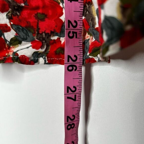 Postmark Anthropologie Black White Stripe Red Poppy Floral Layered Top Blouse Bu - Picture 6 of 13